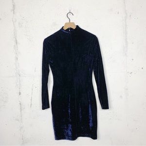 Reiss Mockneck Velvet Open Back Long Sleeve Greysie Dress Size 4